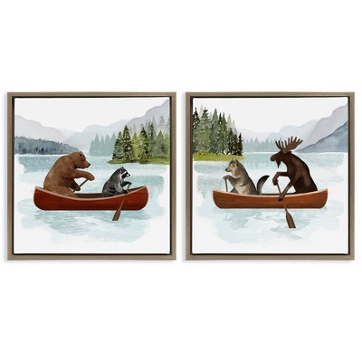 Stupell Industries Woodland Animals on Canoes, 18" x 18"
