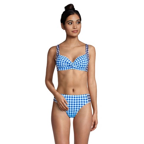 Lands' End Draper James X Lands' End Women's D-cup Chlorine Resistant Twist  Front Underwire Bikini Top Swimsuit - 12 - Deep Sea Navy/gingham Mix :  Target