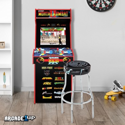 Arcade1Up Midway Mortal Kombat Adjustable Stool with Leg Extenders, Padded Seat, and Chrome Steel Finish for Home, Bar Stools, and Video Game Chairs