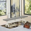 HomeStock X-Style Mid Century Modern Dining Bench with Solid Wood Seat, 72x15x18 Inch, White/Gray - 2 of 4