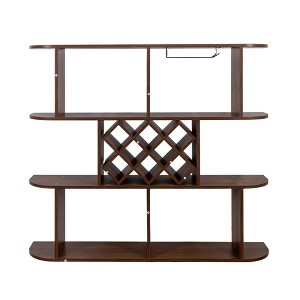Sapphtopaz Wooden 3-Tier Wall Mounted Storage Shelves with Glass Cup Holder Large Storage Rack with Bottle Rack for Living Room,Bedroom - 1 of 4