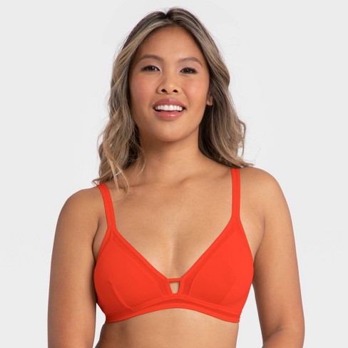 All.You.LIVELY Women's Mesh Trim Bralette - Tomato Red L
