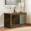 Aukfa 39 in Multi-Functional Dog Kennel Furniture - Heavy Duty Wooden Crate & End Table with Dual Doors, Adjustable Feet, Rustic Brow - 4 of 4