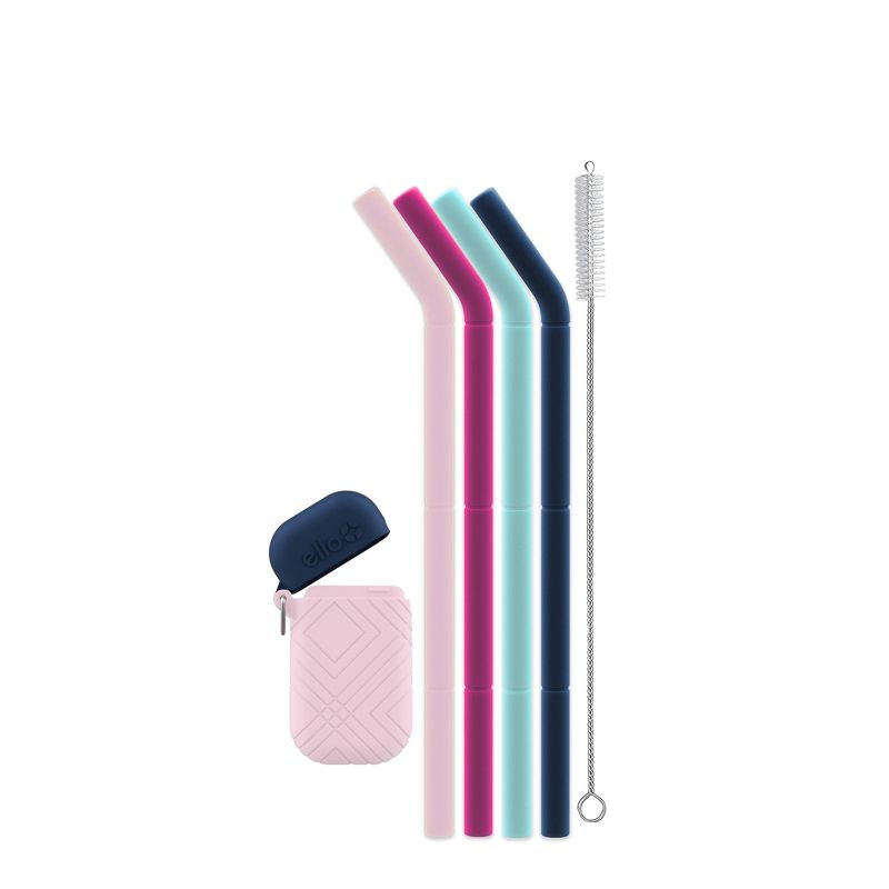 Ello 4pk Compact Fold and Store Silicone Straw Set, 3 of 7