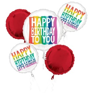 LoonBalloon 28 Inch Helium Savers Jumbo Birthday Jumbo Foil Rainbow Wishes Birthday Balloon Bouquet Kit - 1 of 2