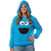 Sesame Street Women's Cookie Monster Embroidered Face Plush Fleece Hoodie - 4 of 4