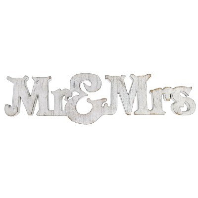 Vip Wood 19 In. White Mr & Mrs Word Art : Target