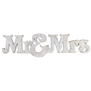 VIP Wood 19 in. White Mr & Mrs Word Art - 1 of 2
