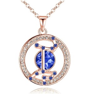Leafael "Superstar Zodiac Constellation Pendant Necklace Made with Premium Crystal Horoscope Jewelry, Gold or Rose Gold Plated, 18"+ 2" - 1 of 4
