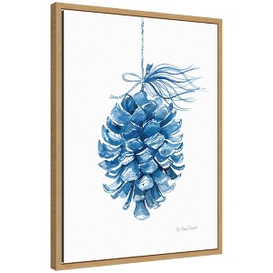 Kate & Laurel All Things Decor Sylvie Framed Canvas Blue Pine Cone by Patricia Shaw - 1 of 4