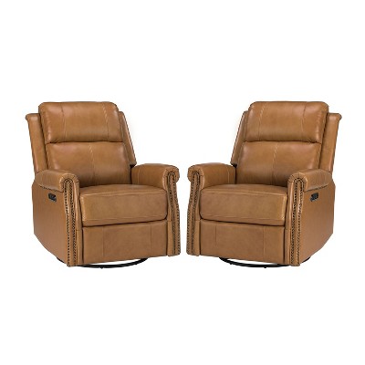 Set of 2 Lorenzo Genuine Leather Power Rocking Recliner | ARTFUL LIVING DESIGN