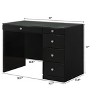 Vynxaria Glam Makeup Vanity Table with Glass Top and 5 Drawers in White - 3 of 4