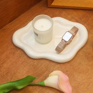 Attop Ceramic Jewelry Tray Trinket Dish, Decorative Cloud Vanity Key Tray Ring Holder Dish White, Medium - 1 of 4