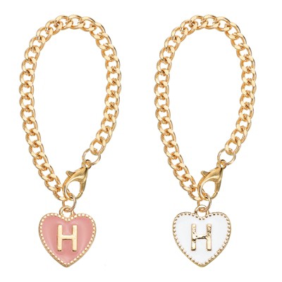 Unique Bargains Letter Heart Shape Identification Accessories Pink & White 2 Pcs