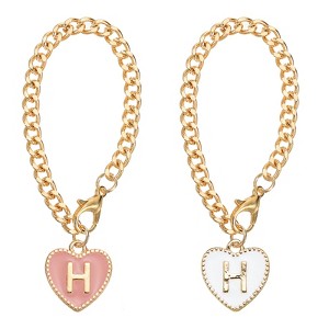 Unique Bargains Letter Heart Shape Identification Accessories Pink & White 2 Pcs - 1 of 4