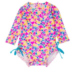 RuffleButts Baby/Toddler Girls UPF50+ Long Sleeve One Piece Rash Guard - 1 of 4