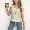 Anna-Kaci Women's Hooded Knit Button Down Vest with Drawstring Hem and Textured Cable Pattern - 2 of 4