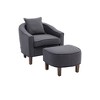 Modern Accent Chair with Ottoman, Comfy Reading Chair,Upholstered Single Sofa Side Chair, Club Tub Round Armchair for Living Room Bedroom Office - 4 of 4