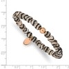 Chisel Stainless Steel Rose IP-plated 6mm Black and White Striped Agate Beaded Stretch Bracelet - 3 of 4