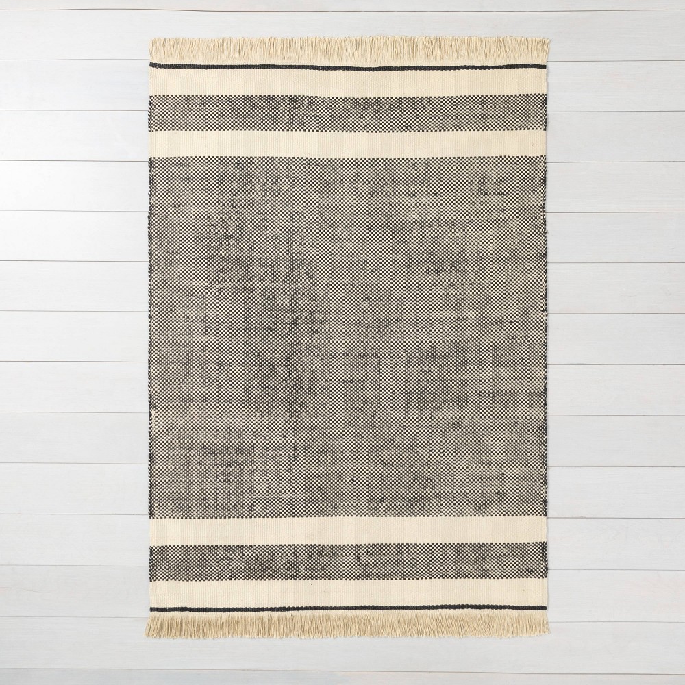 Photos - Area Rug 5' x 7' Jute  Black/Natural - Hearth & Hand™ with Magnolia: Woven