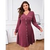 BLUEMING Women's Plus Size Long Sleeve Midi Dress 2025 Striped Fall Sweater Button A Line Ribbed Knit Dresses - 4 of 4