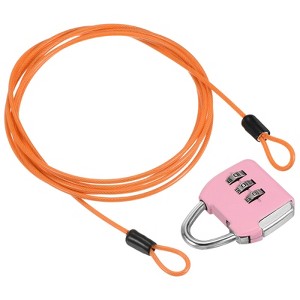 Unique Bargains Double Loop Luggage Security Steel Cable with 3-Digit Combination Lock - 1 of 4