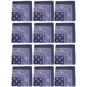 12 Pack Paisley Print Cotton Bandanas Dozen Reusable Scarf, Mask, Hair Tie - 1 of 4
