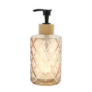Unique Bargains Reusable Round Bottom Diamond Pattern Soap Dispenser 11.16oz 1 Pc - 1 of 4