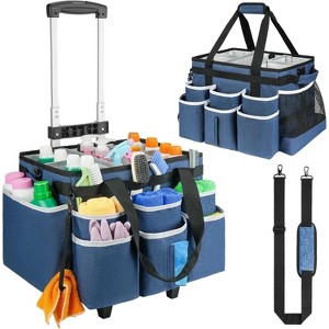 Large Rolling Cleaning Caddy Bag with Detachable Trolley, Cleaning Cart on Wheels with Shoulder Strap for Cleaning Supplies - 1 of 4