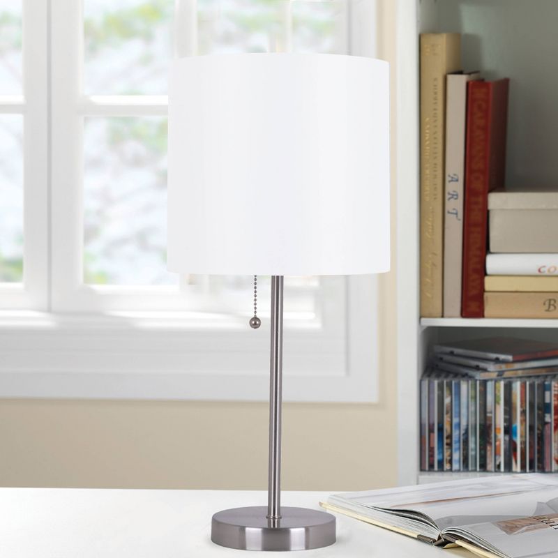 19&#34; Metal Stick Table Lamp with Pull Chain Silver - Cresswell Lighting, 5 of 10