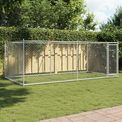 Dog Cage Grey Galvanized Steel Large Durable Dog CagevidaXL