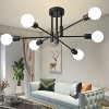 POWLIG 6-Light Black Mid Century Modern Nordic Sputnik Chandelier Flush Mount - 2 of 4