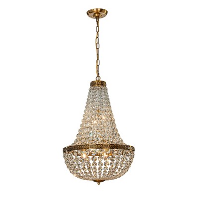 ALOADECOR 4-Light W 18 in. Vintage Glam Crystal Basket Chandelier in Antique Gold