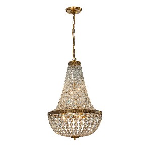 ALOADECOR 4-Light W 18 in. Vintage Glam Crystal Basket Chandelier in Antique Gold - 1 of 4