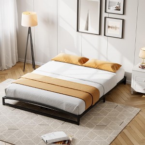 Bed Frame, Heavy Duty Metal Platform Low Bed Frame Twin, No Box Spring Needed, Noise Free, Black - 1 of 4