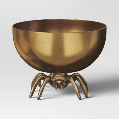 28oz Halloween Stainless Steel Candy Bowl Gold - Threshold™: Round Serving Dish, 28oz Capacity, Spot Clean Only