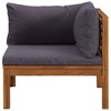 vidaXL Sectional Corner Sofa with Dark Gray Cushions Solid Acacia Wood - 4 of 4