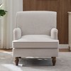 Vintage Linen Upholstered Armchair with Antique Solid Wood Legs, Accent Chair for Living Room or Bedroom - 2 of 4