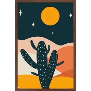 Trends International Cozy Joy - Desert Cactus At Night Framed Wall Poster Prints - 1 of 4
