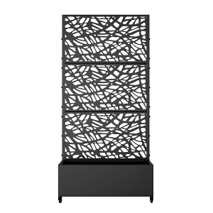 Lirago 6 ft. H x 3 ft. W Metal Planter Box privacy screen Garden Bed with Trellis and Wheels - Black - 1 of 4