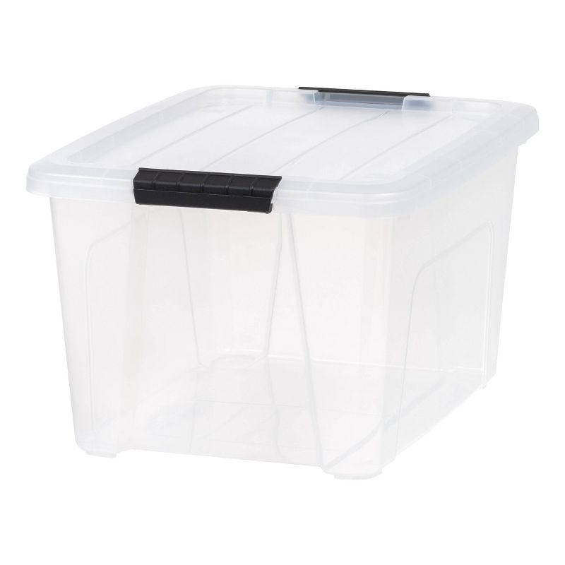 IRIS Stack and Pull Storage Bin with Lid Clear, 1 of 9