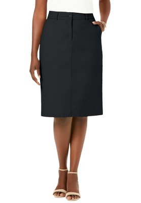 Jessica London Women's Plus Size Stretch Cotton Chino Skirt