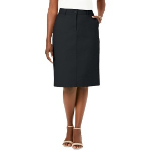 Jessica London Women's Plus Size Stretch Cotton Chino Skirt - 1 of 4