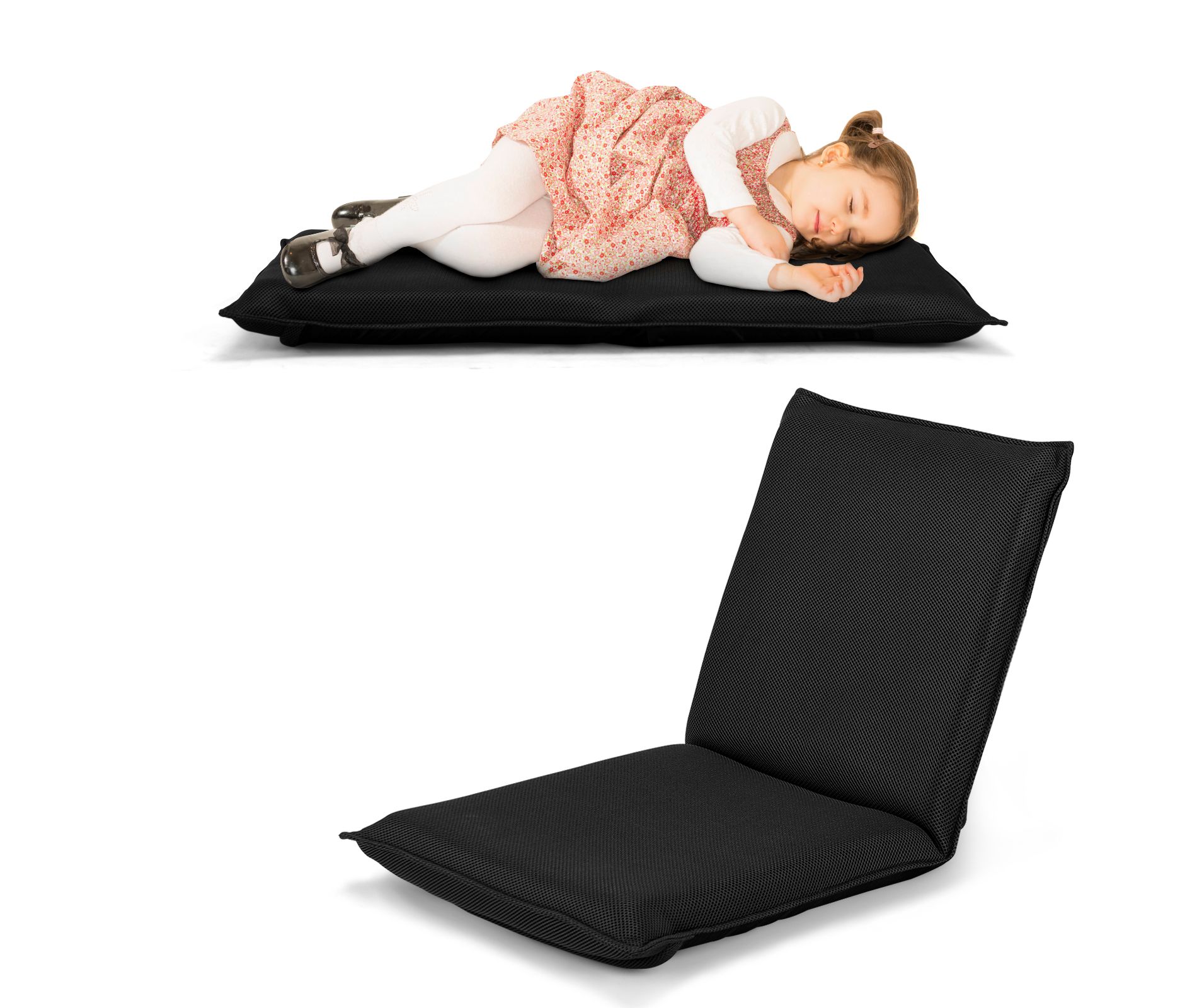 Tangkula Adjustable Floor Chair Cushioned Lounger Recliner w/ 6-Position Comfortable Back Support & Thick Padded Lazy Sofa Floor Seat Black