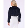 INSPIRE CHIC Women's Evening Bow Tie Front Turndown Collar Faux Fur Fluffy Cropped Coat - 4 of 4