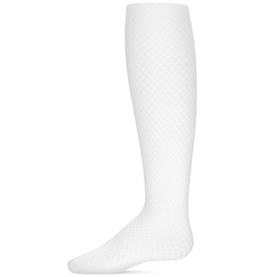 Memoi Girls Prism Textured Microfiber Opaque Tights White 6-8 : Target