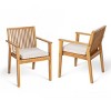 Acacia Wood Outdoor Dining Chairs Set of 2,Waterproof Cushion Patio Armrests Chair,Outdoor Dining Chair for Patio Garden-Cuddlewood - 3 of 4