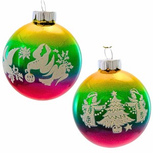 Christopher Radko 2.75 In Flocked Rounds Cc Shiny Brite Angels Doves Tree Ornament Sets - 1 of 4