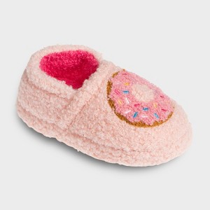 Kensie Toddler Girl's Fuzzy Faux Shearling Slippers, Kid's Cute Stuff with Cute Patch - Toddler Girl's Slipper Shoes - 1 of 4