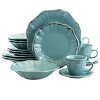 20pc Stoneware Antique Scallop Dinnerware Set Blue - Elama : Target